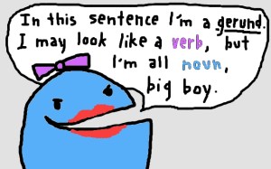 A gerund is a noun acting as a verb. It ends in 